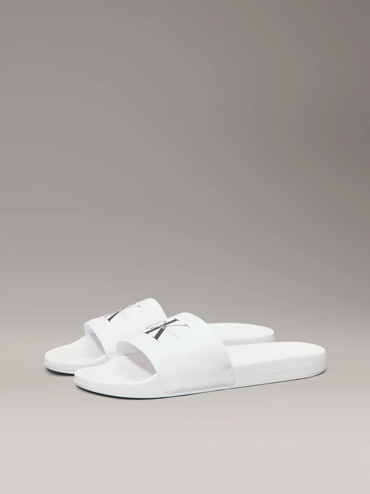 Calvin Klein SLIDE MONOGRAM CV, 0K4 Beyaz Erkek Terlik