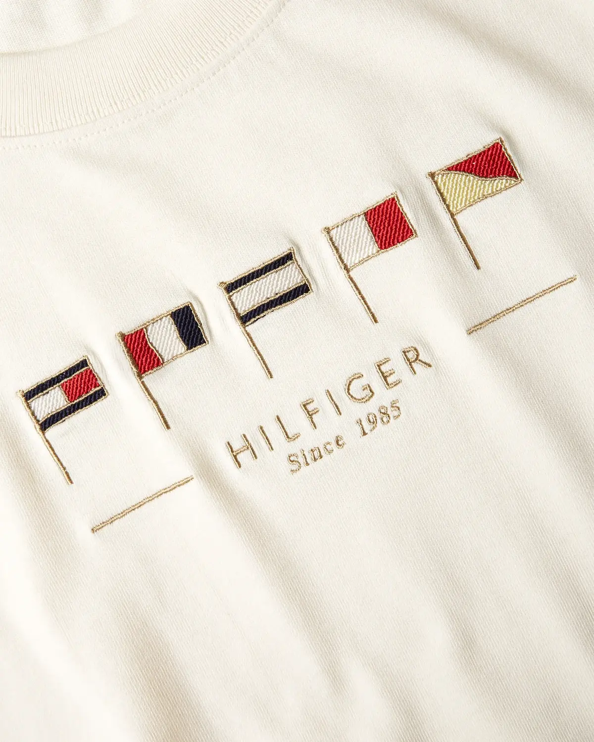 Tommy Hilfiger SAIL FLAGS RLXD C-NK, AEF Bej Kadın T-Shirt & Polo