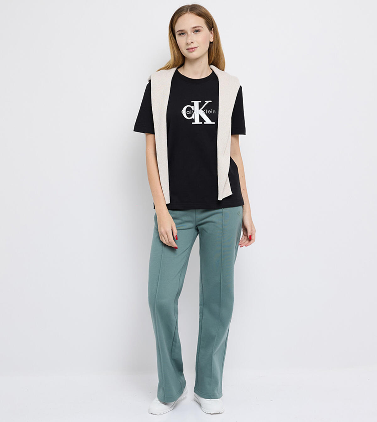 Calvin Klein ARCHIVE LOGO FRENCH TERRY TRACKP Kadın Yeşil Eşofman Altı