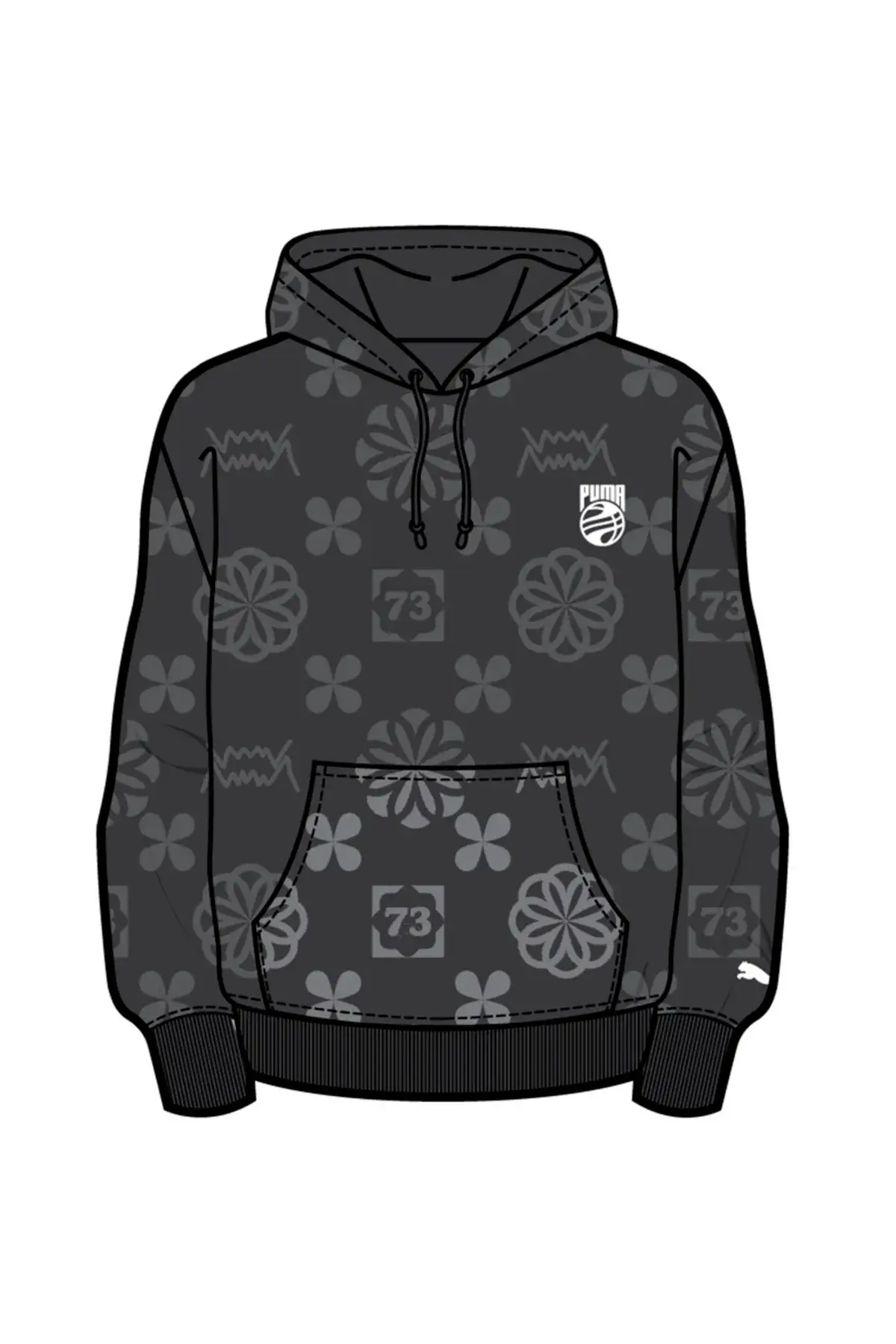 Puma Booster Clyde Print Hoodie Siyah Erkek Basketbol Hoodie