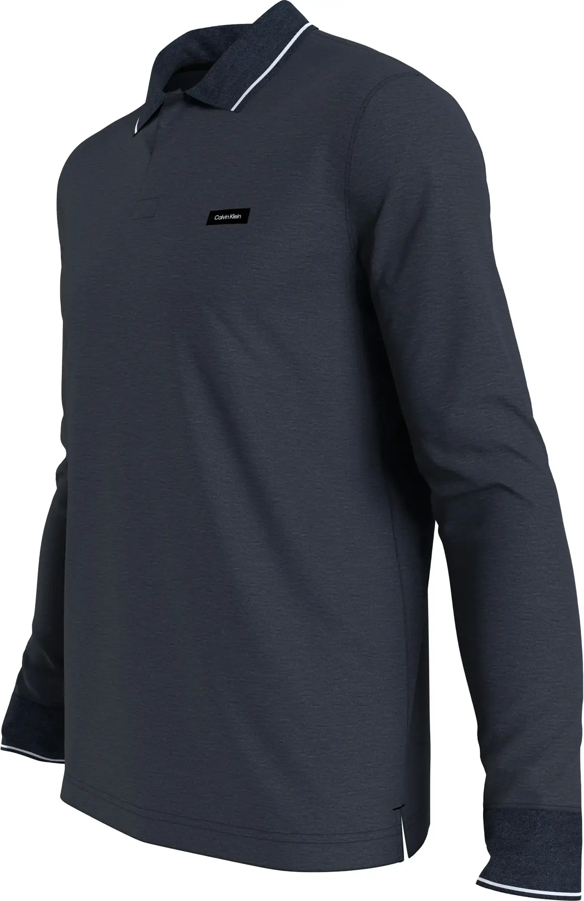 Calvin Klein STRETCH PIQUE LS TIP Erkek Antrasit Polo T-Shirt