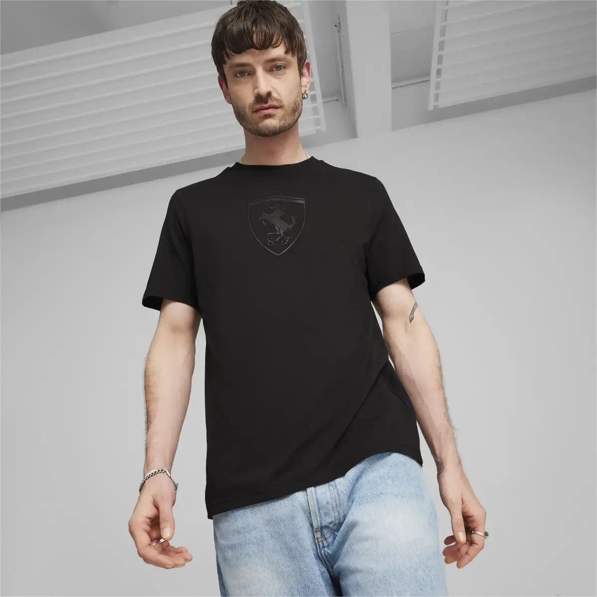 Puma Ferrari Race Big Shld Tonal Siyah Erkek T-Shirt
