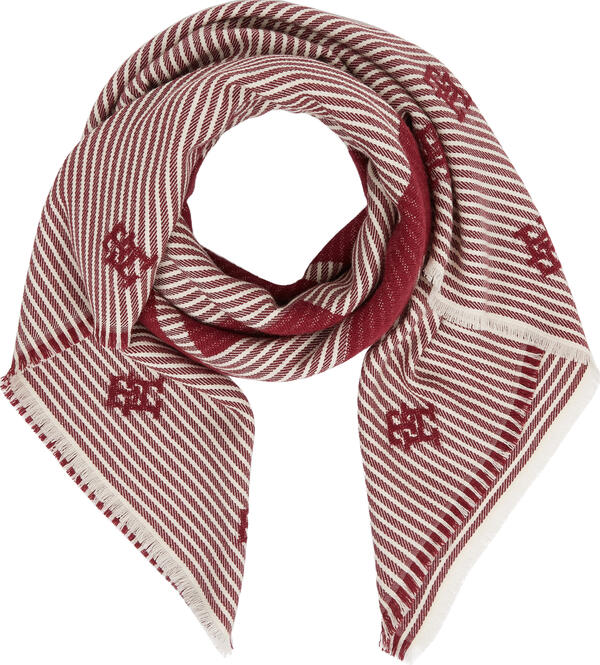 Tommy Hilfiger MONOGRAM FIL COUPE S Kadın Kırmızı Eşarp