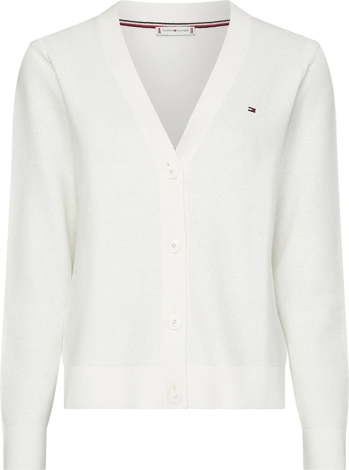 Tommy Hilfiger ORG CO TEXTURE V-NK Kadın Krem Kazak