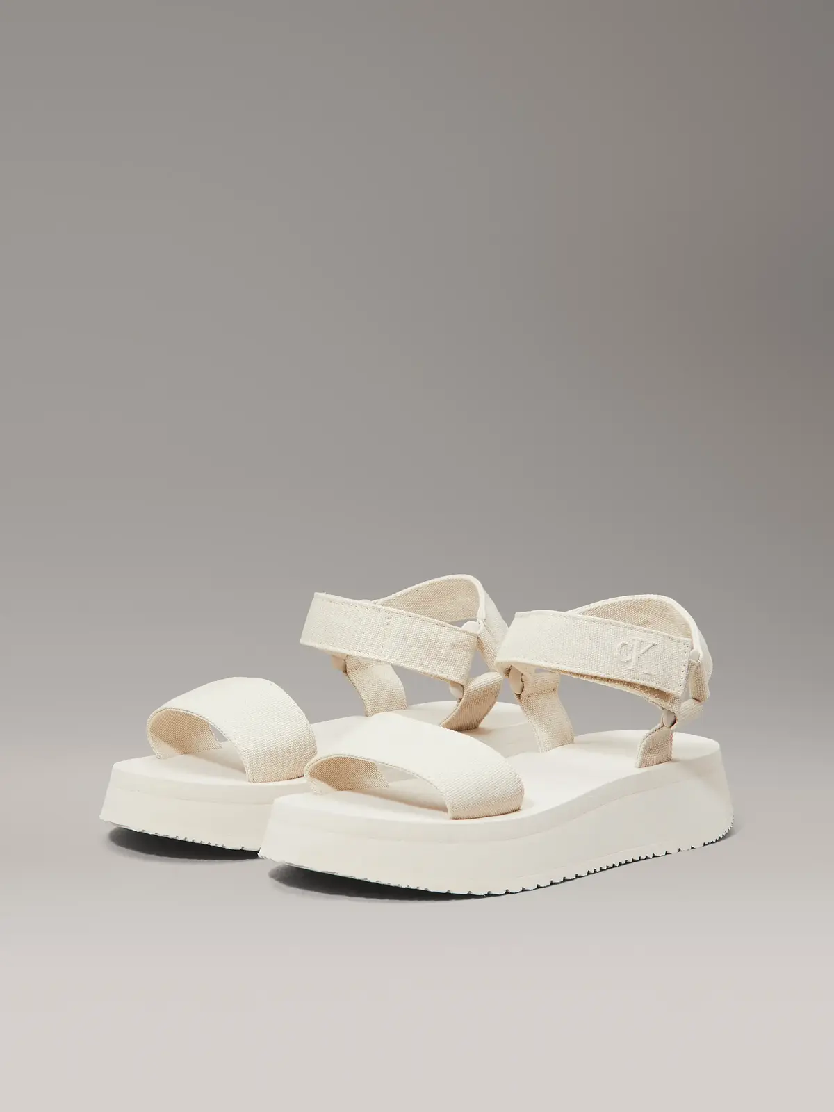 Calvin Klein SANDAL VELCRO WEBBIN, AEO Krem Kadın Terlik