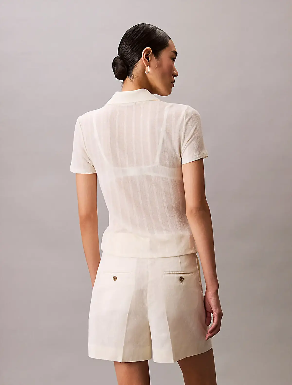 Calvin Klein POINTELLE SS POLO TOP Sarı Kadın Polo T-Shirt