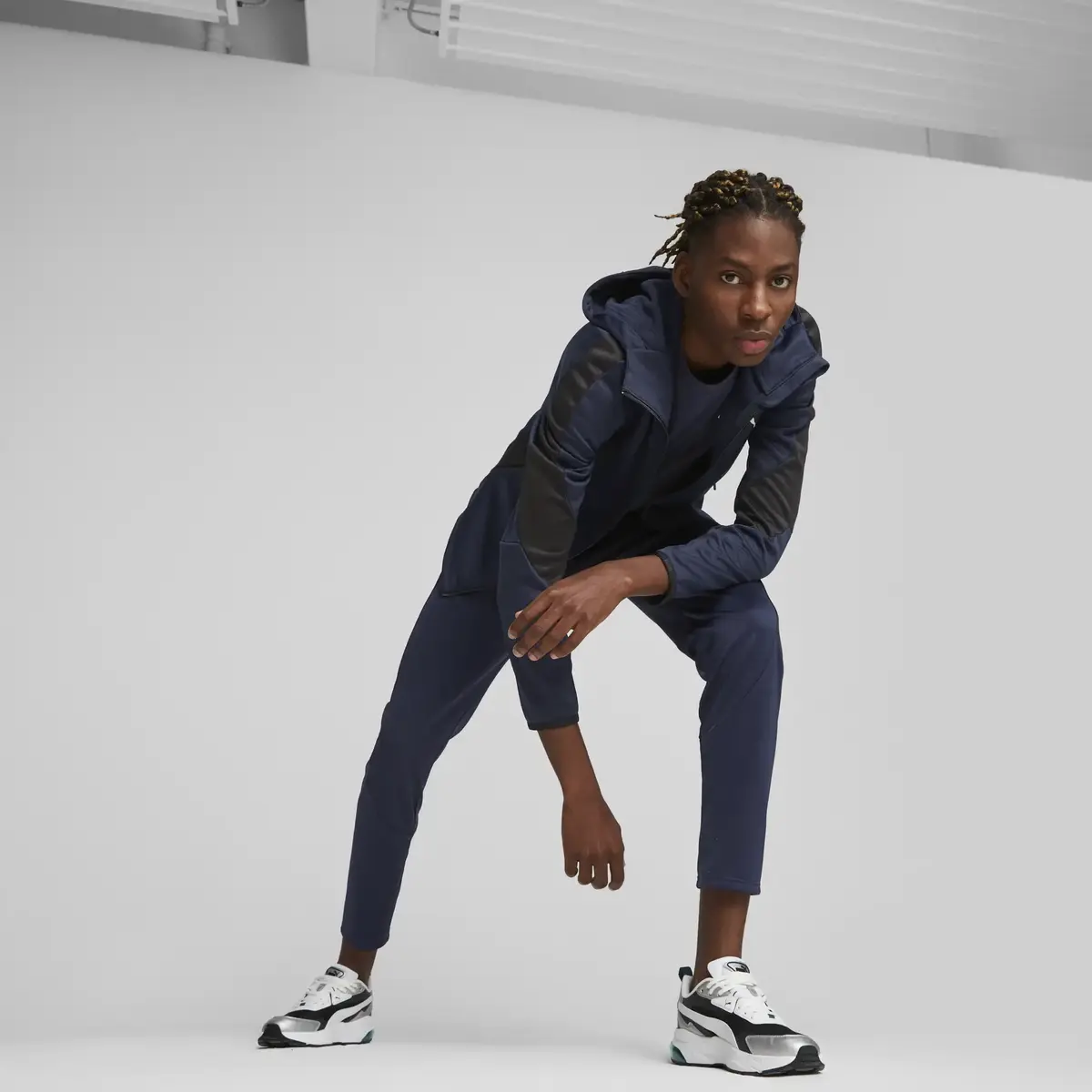 Puma EVOSTRIPE Full-Zip Hoodie Lacivert Erkek Hoodie