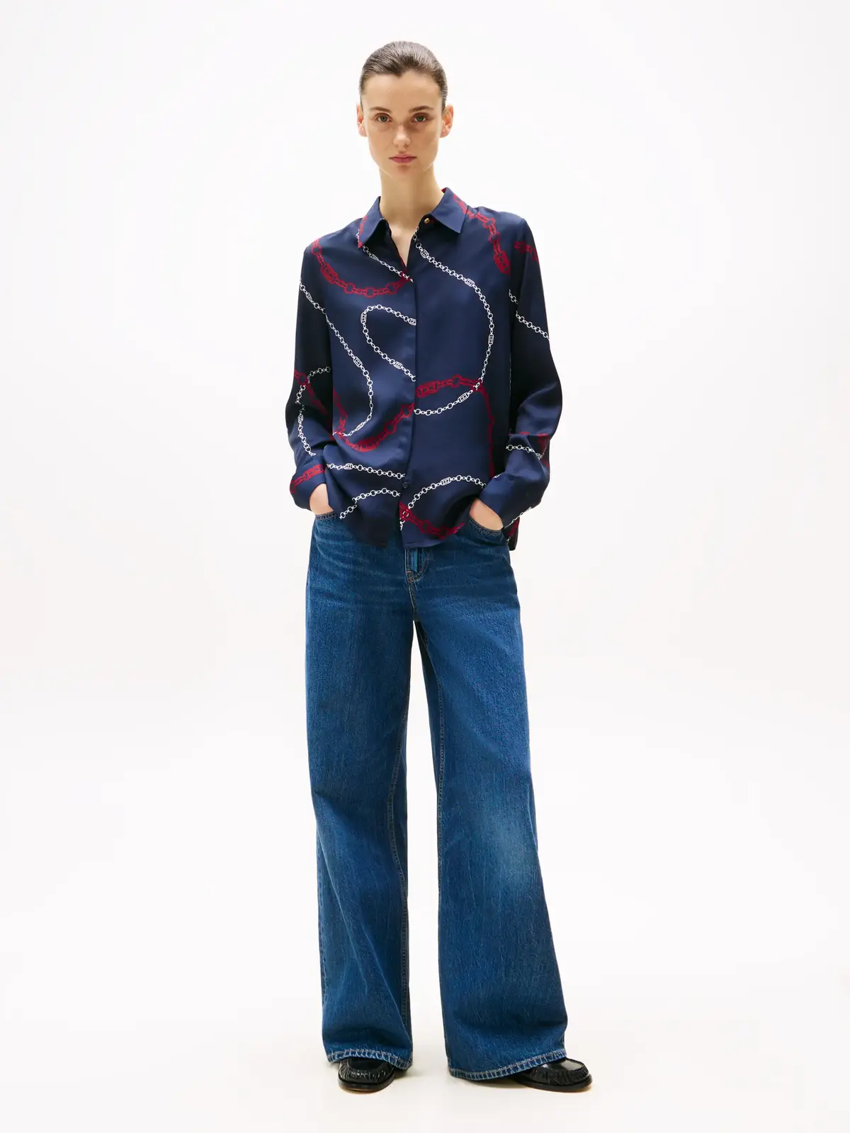 Tommy Hilfiger SOFT VISCOSE REGULAR, 0YH Lacivert Kadın Gömlek