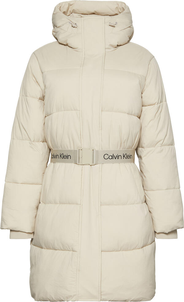 Calvin Klein BELTED MIDWEIGHT LONG PUFFER Kahverengi Kadın Mont