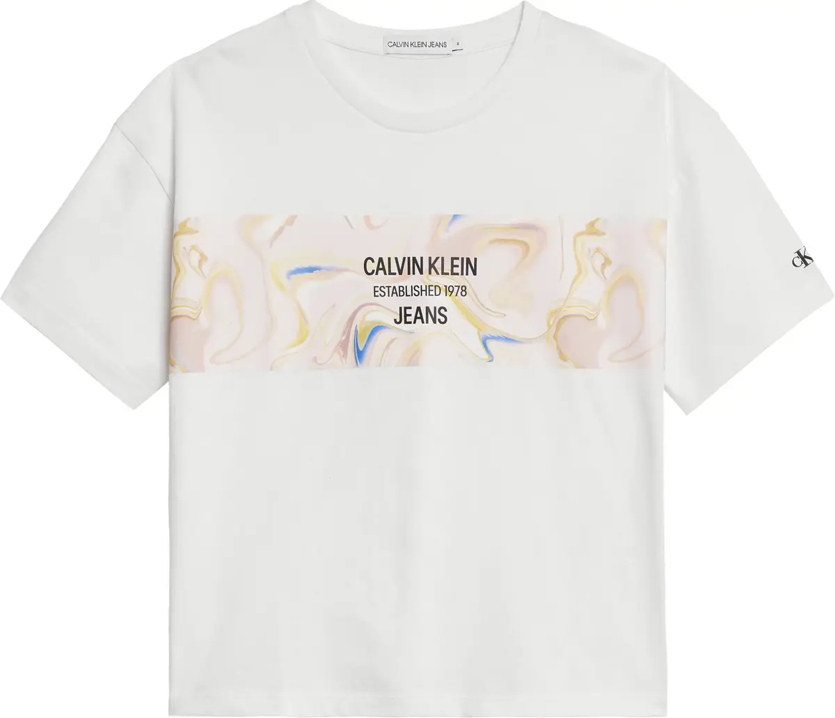 Calvin Klein LIQUID LOGO PRINT T- Kadın Beyaz T-Shirt