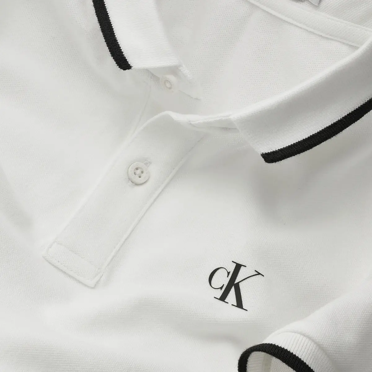 Calvin Klein MONOGRAM TIPPING FIT Erkek Beyaz Polo T-Shirt