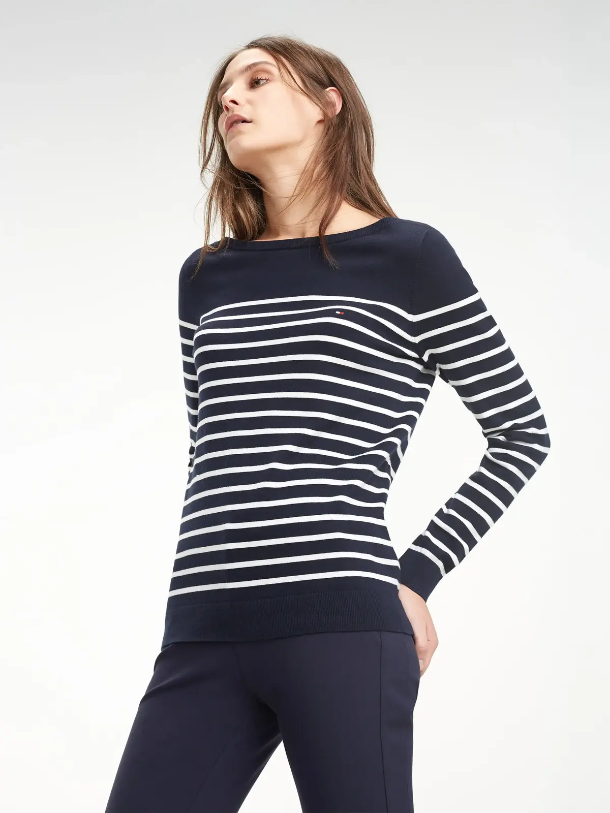 Tommy Hilfiger HERITAGE BOAT NECK S Kadın Siyah Kazak