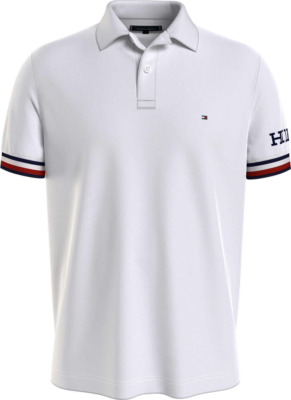 Tommy Hilfiger MONOTYPE GS CUFF SLI Erkek Beyaz Polo T-Shirt