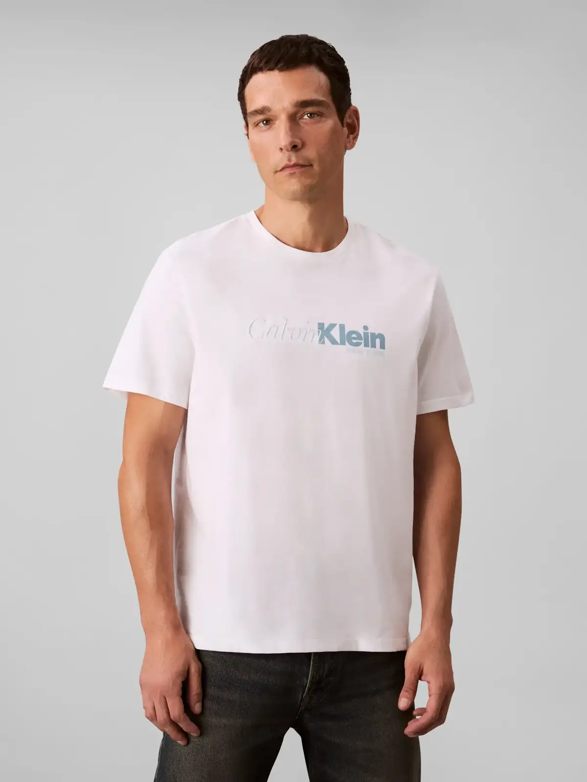 Calvin Klein SS 20S EU CALVIN CUR Beyaz Erkek Tişört