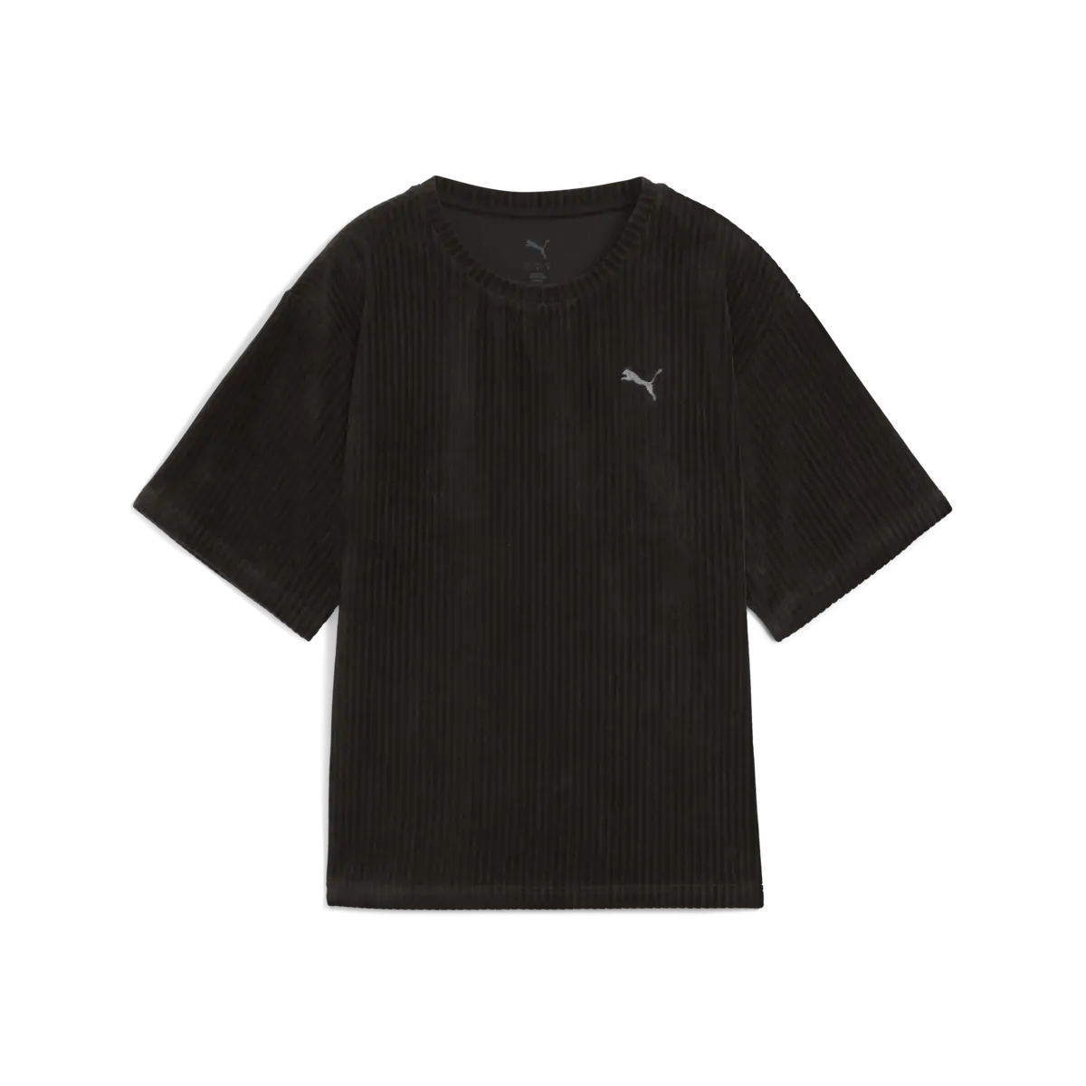 Puma ESS ELEVATED Velour Tee Siyah Kadın T-Shirt & Polo